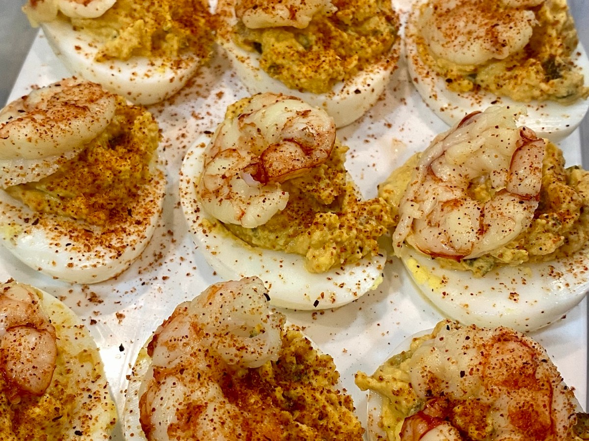 Chesapeake Deviled Eggs with Spicy Pickled&nbsp;Shrimp